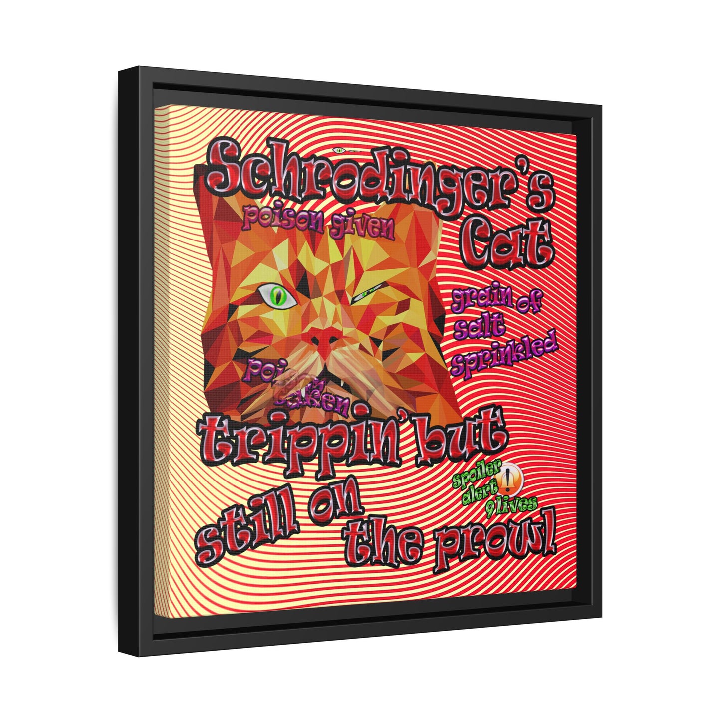 schrodinger's cat - framed canvas art (yellow-orange wave)