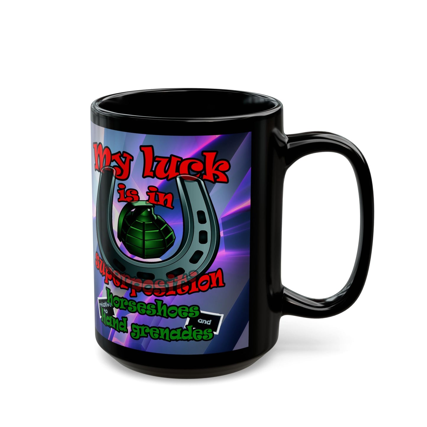 my luck - Black Mug (grey-pink wave)