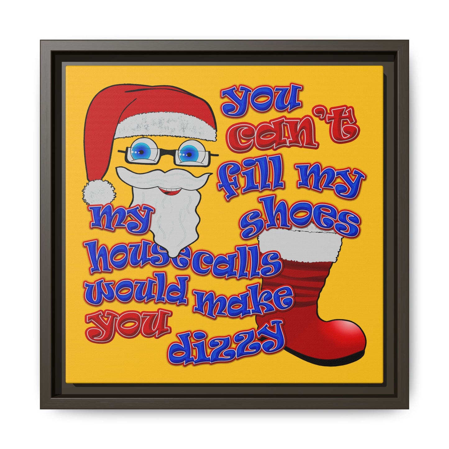 santa's shoes - framed canvas art (yellow)