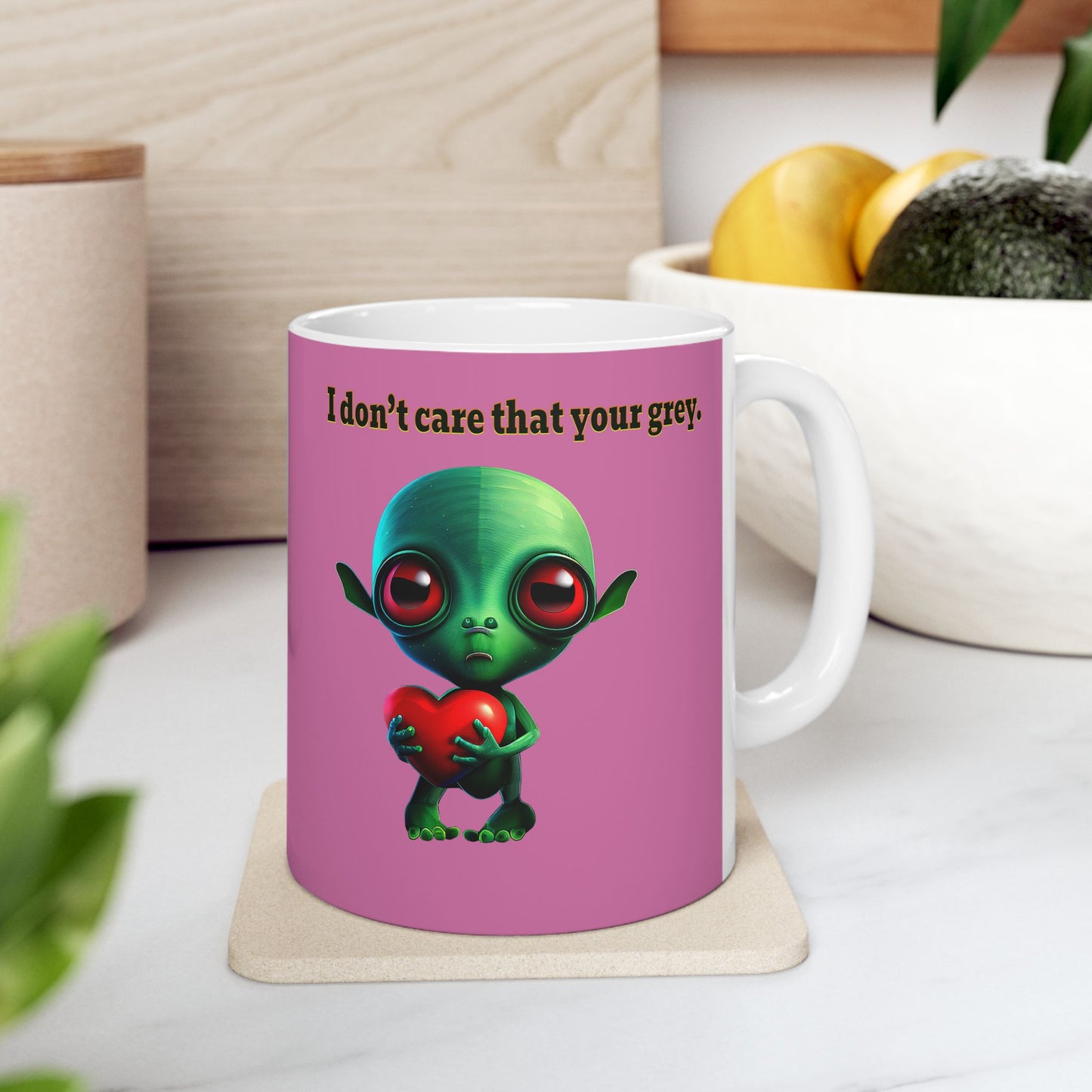 I don't care that your grey - White Mug (light pink)