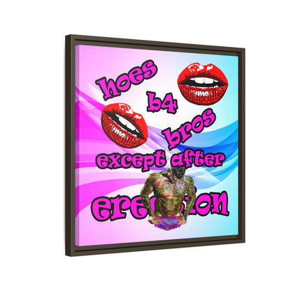 hoes b4 bros - framed canvas art (light blue-pink wave)
