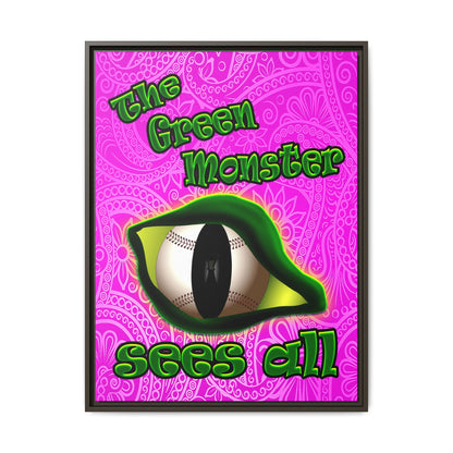 green monster - framed canvas art (pink swirl)