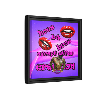 hoes b4 bros - framed canvas art (purple-pink wave)