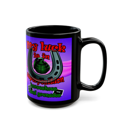 my luck - Black Mug (purple-pink wave)