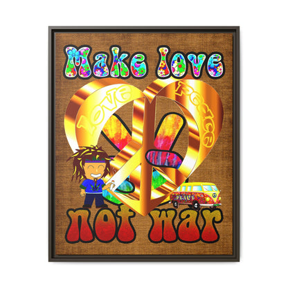 love peace - framed canvas art (brown papyrus)