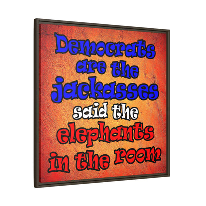 donkeys and elephants - framed canvas art (burnt orange)