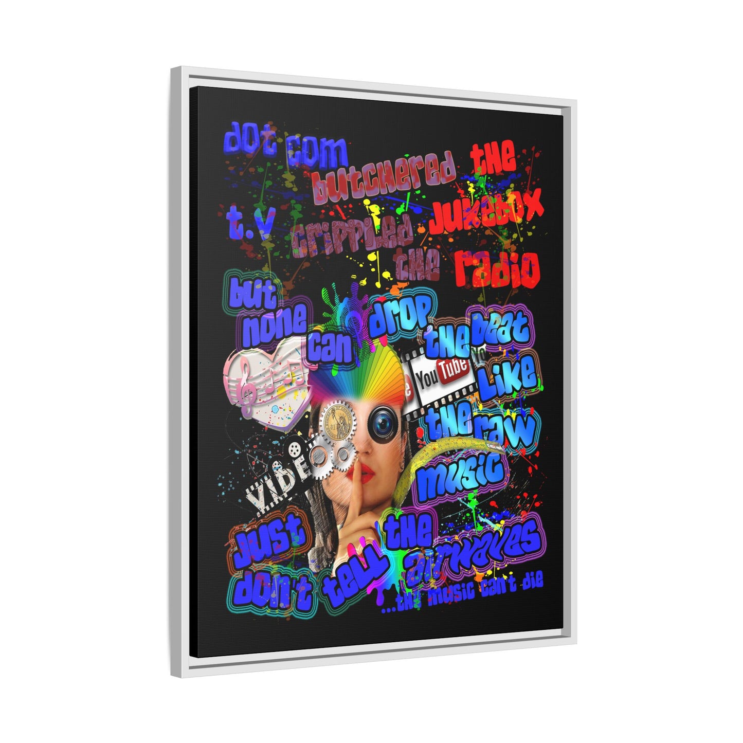 drop the beat - framed canvas art (black)