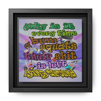 the bum's shit - framed canvas art (light blue-pink wave)