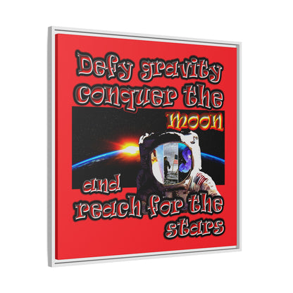 defy conquer reach - framed canvas art (red)
