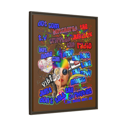 drop the beat - framed canvas art (brown)