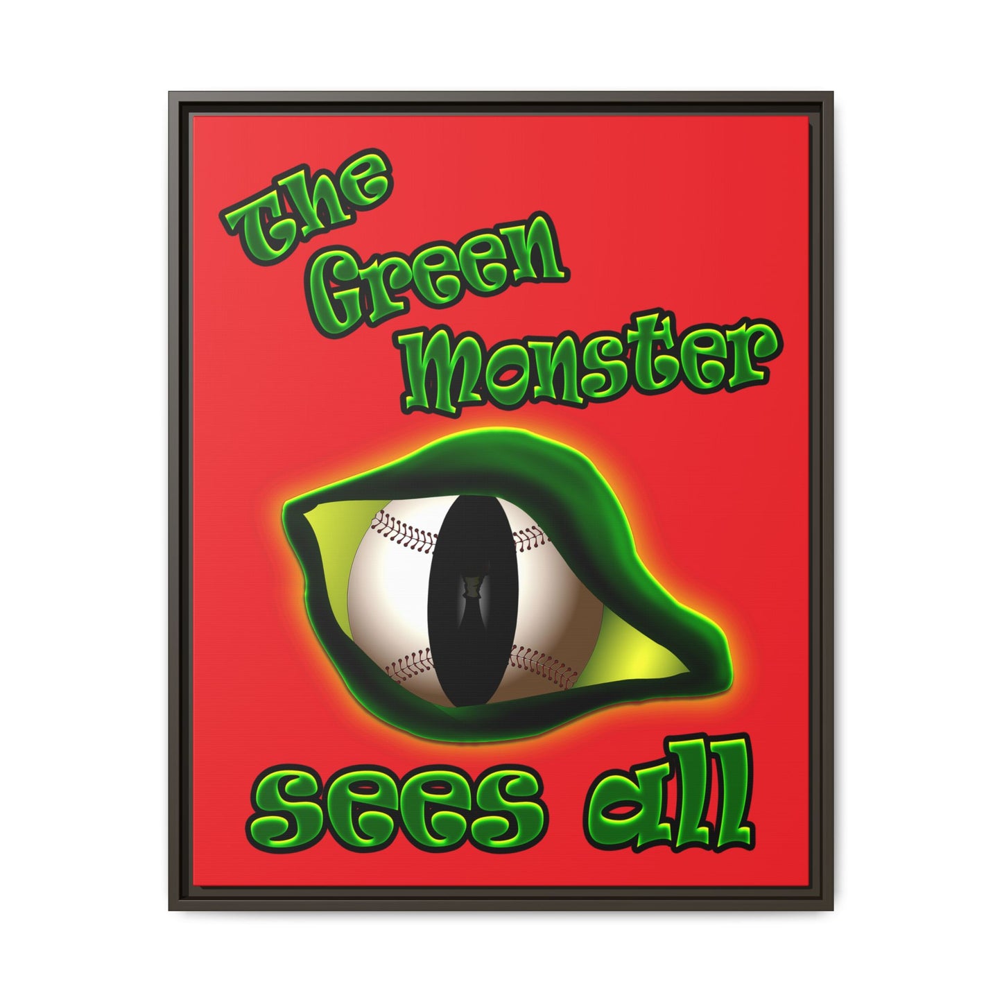 green monster - framed canvas art (red)