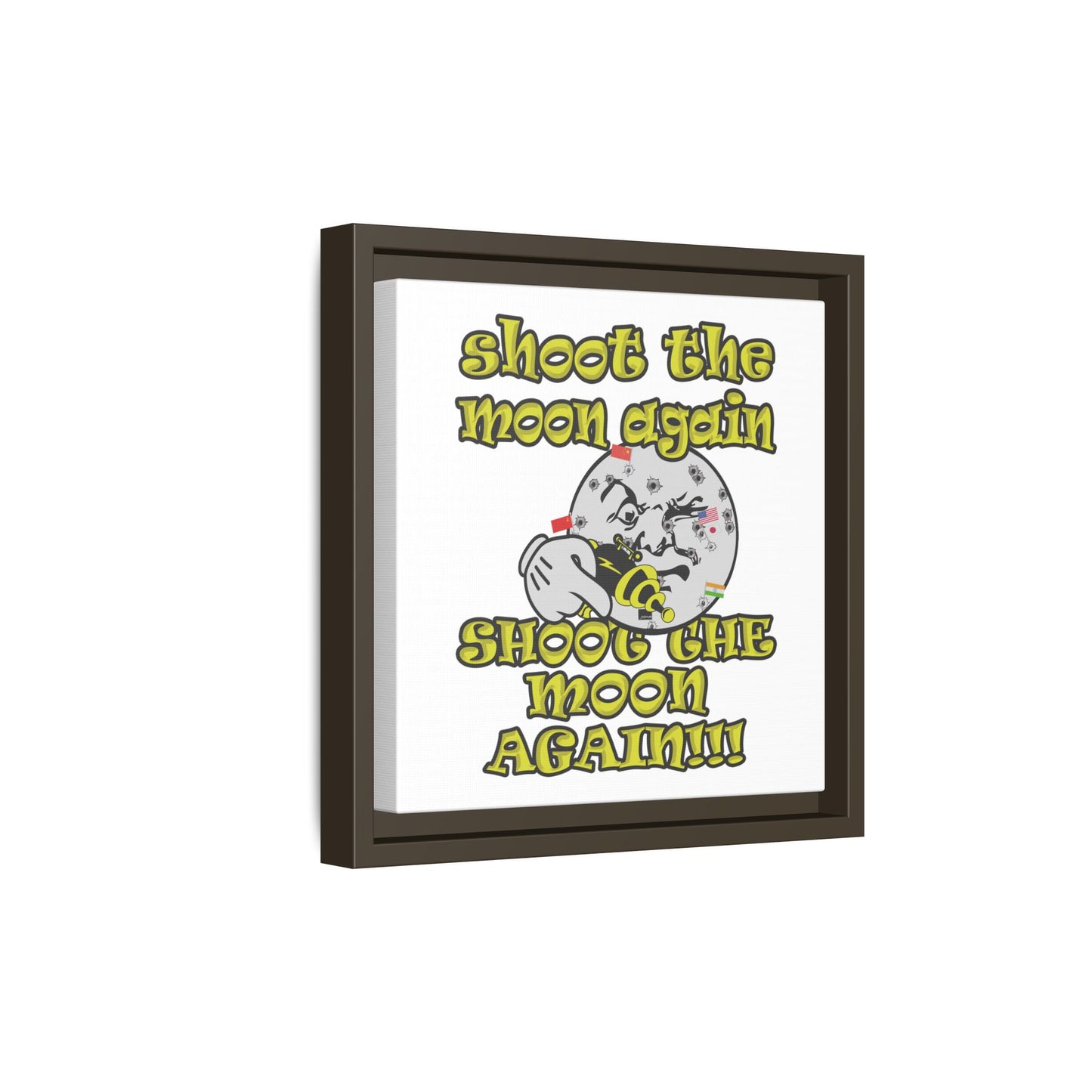shoot the moon again - framed canvas art (white)