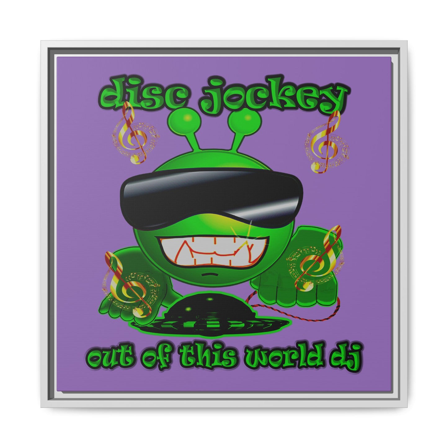 disc jockey - framed canvas art (light purple)