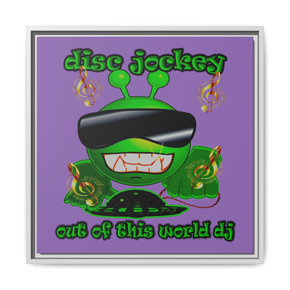 disc jockey - framed canvas art (light purple)