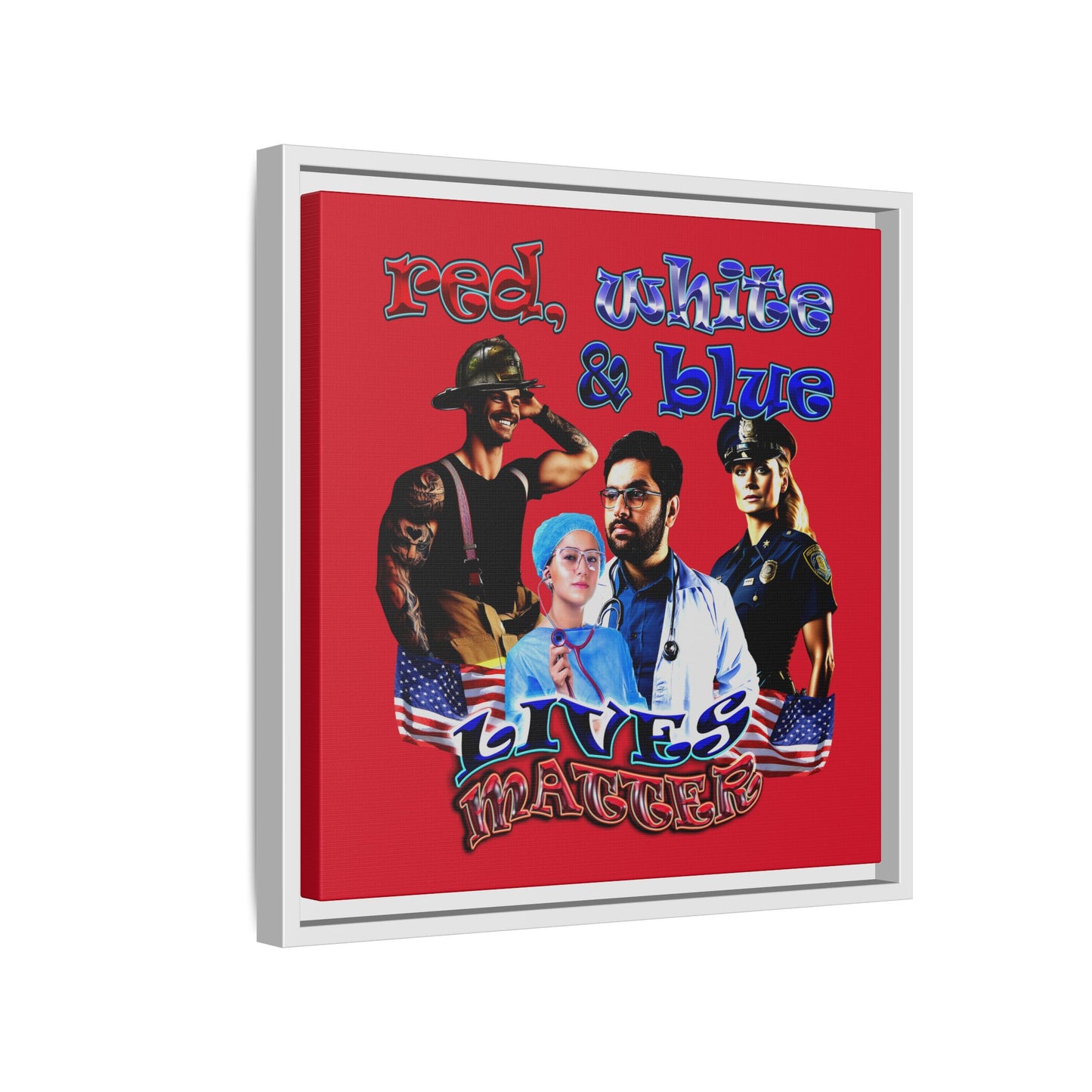 rw&b lives matter - framed canvas art (dark red)