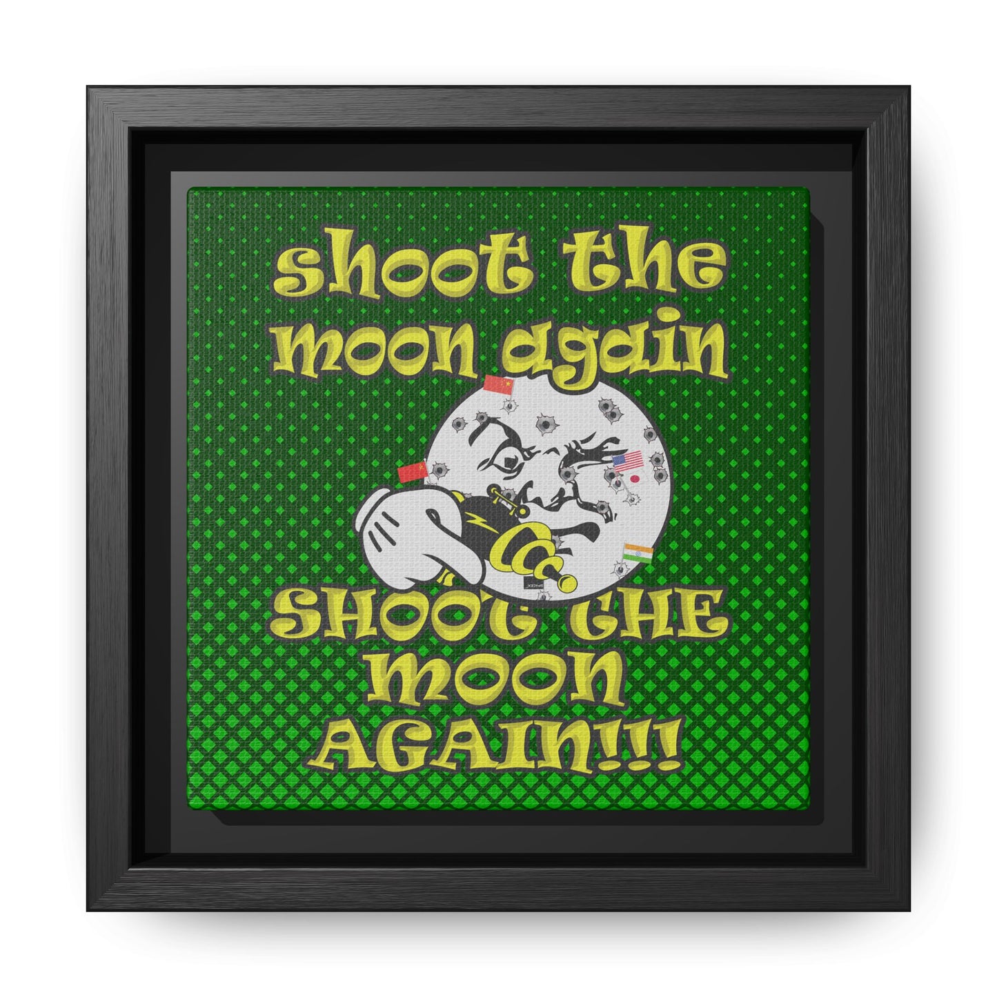 shoot the moon again - framed canvas art (logo green)