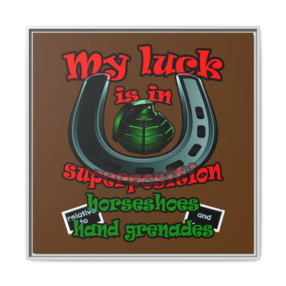 my luck - framed canvas art (brown)