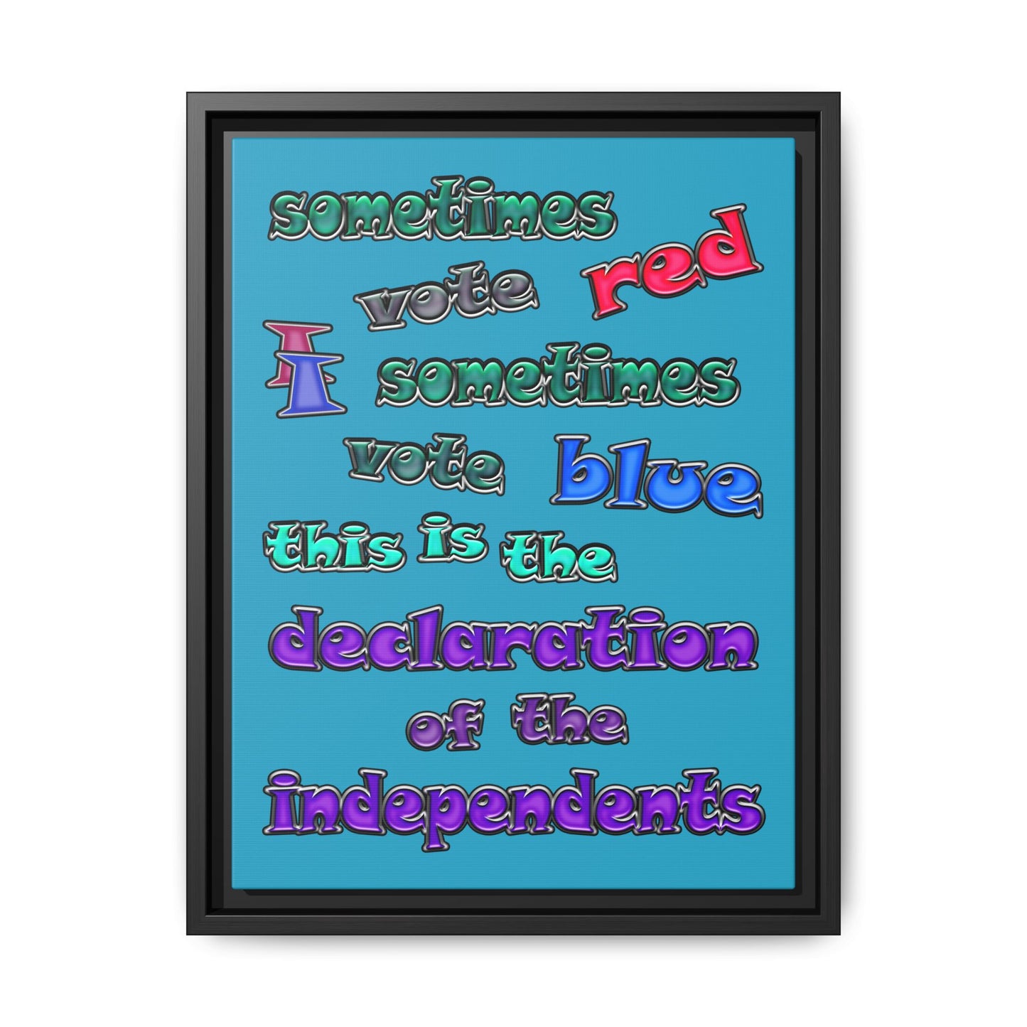 declaration of the independents - framed canvas art (turquoise)