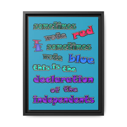 declaration of the independents - framed canvas art (turquoise)