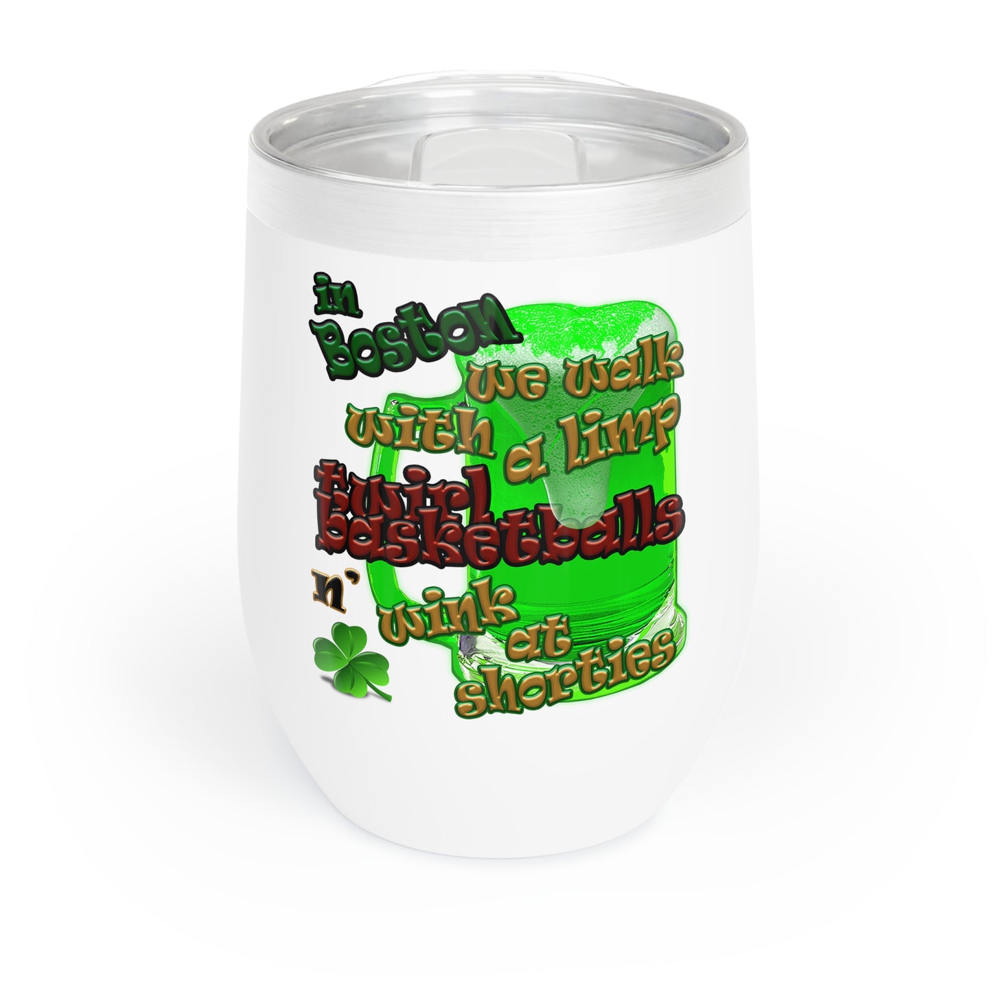celtics logo - Chill Wine Tumbler