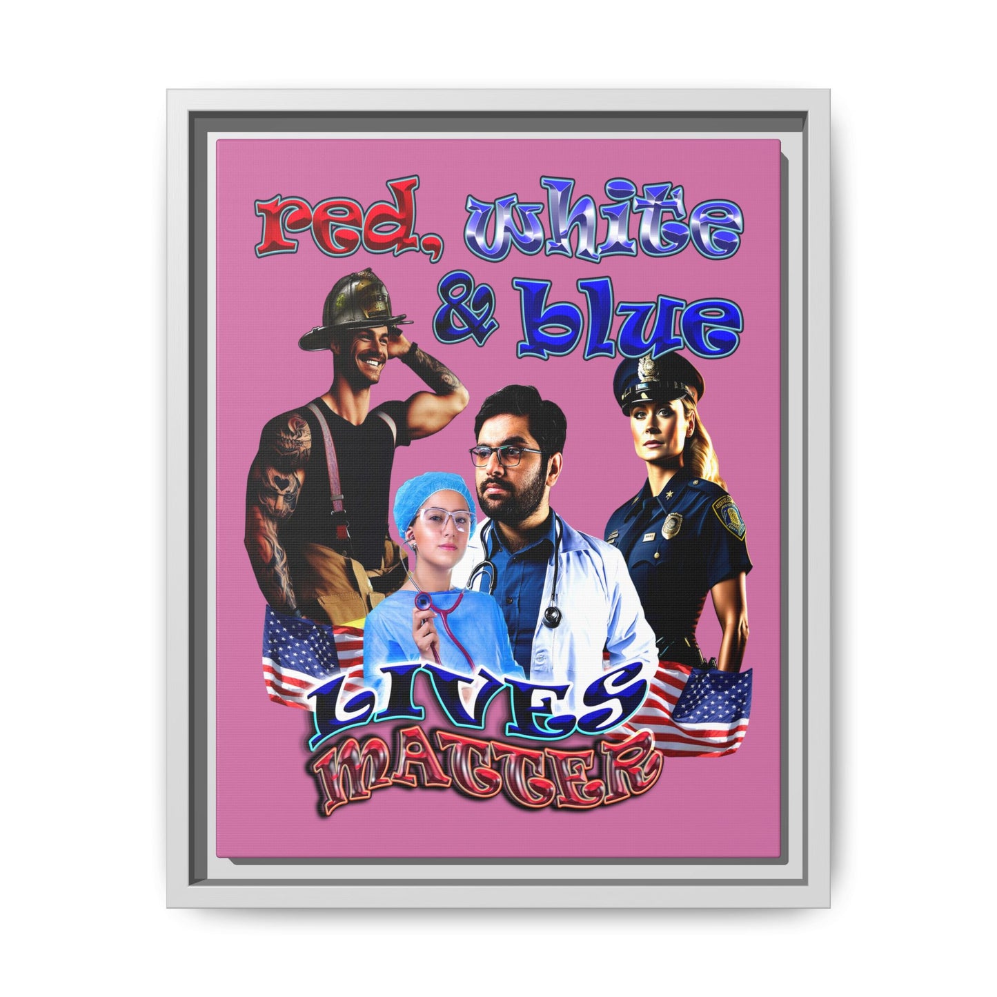 rw&b lives matter - framed canvas art (light pink)