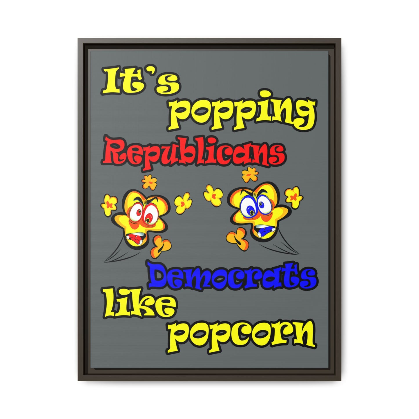 popping like popcorn - framed canvas art (dark grey)
