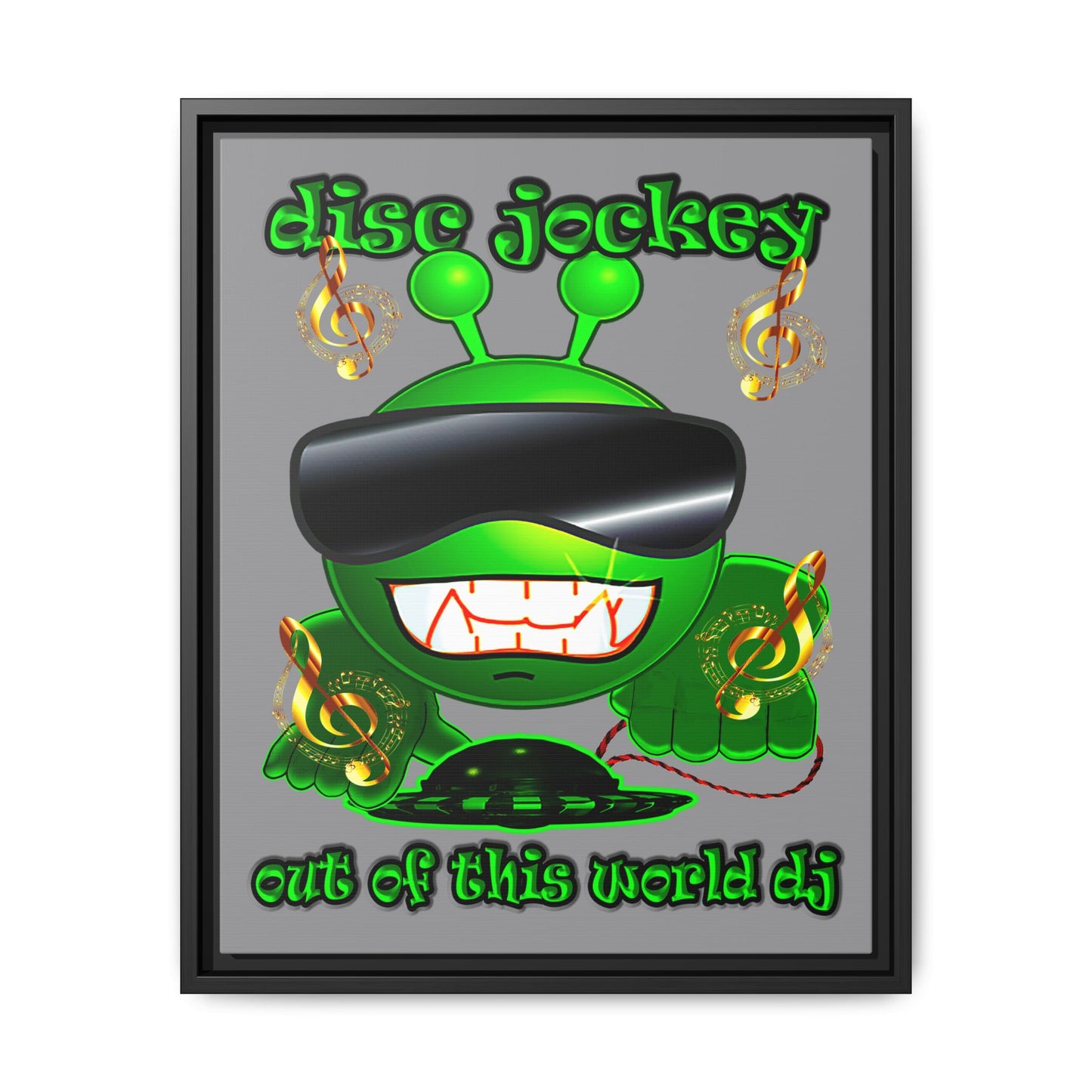 disc jockey - framed canvas art (grey)
