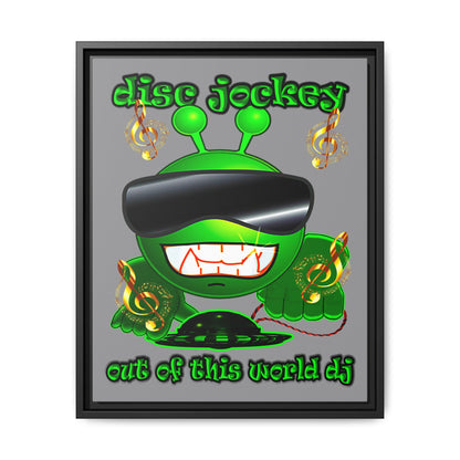 disc jockey - framed canvas art (grey)