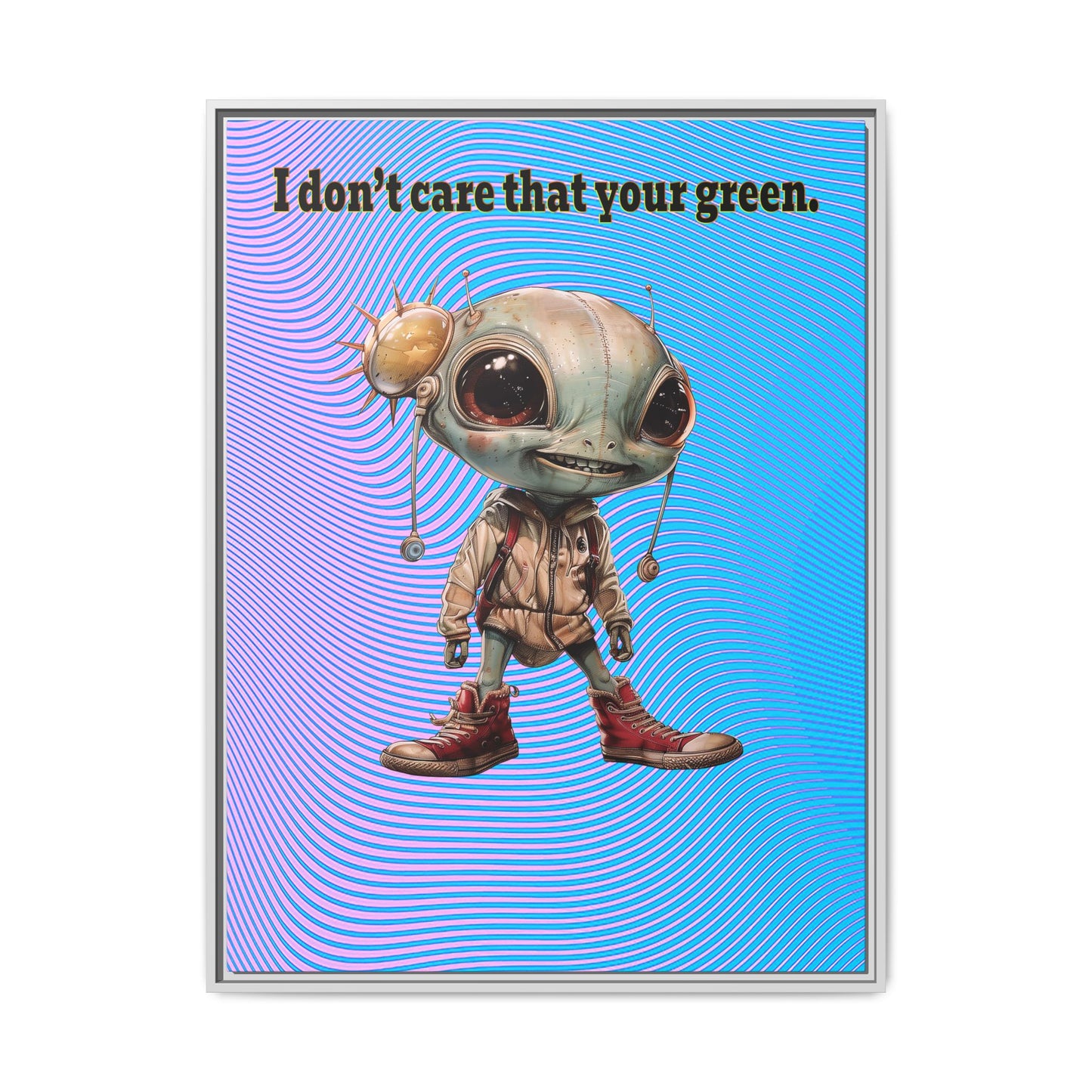 I don't care that your green - framed canvas art (light blue-purple wave)