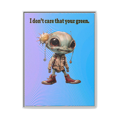 I don't care that your green - framed canvas art (light blue-purple wave)