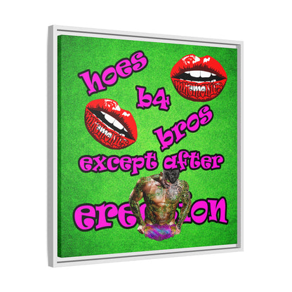 hoes b4 bros - framed canvas art (green turf)