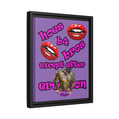 hoes b4 bros - framed canvas art (light purple)