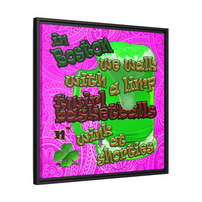 celtics logo - framed canvas art (pink swirl)