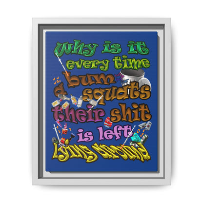 the bum's shit - framed canvas art (dark blue)