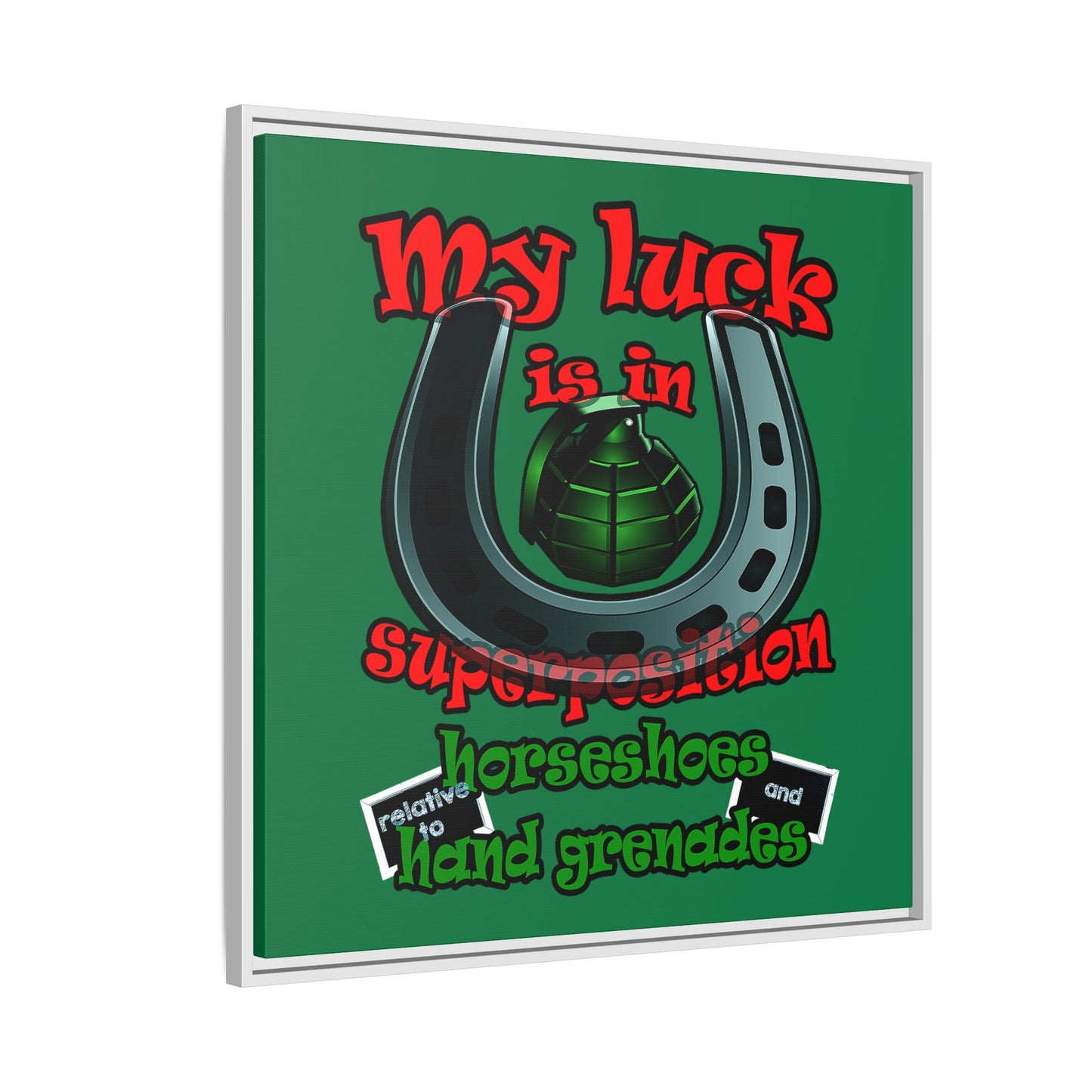 my luck - framed canvas art (dark green)