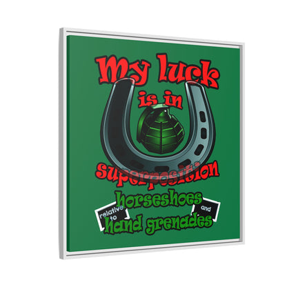 my luck - framed canvas art (dark green)