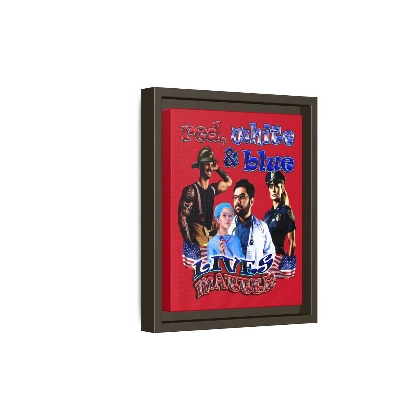 rw&b lives matter - framed canvas art (dark red)