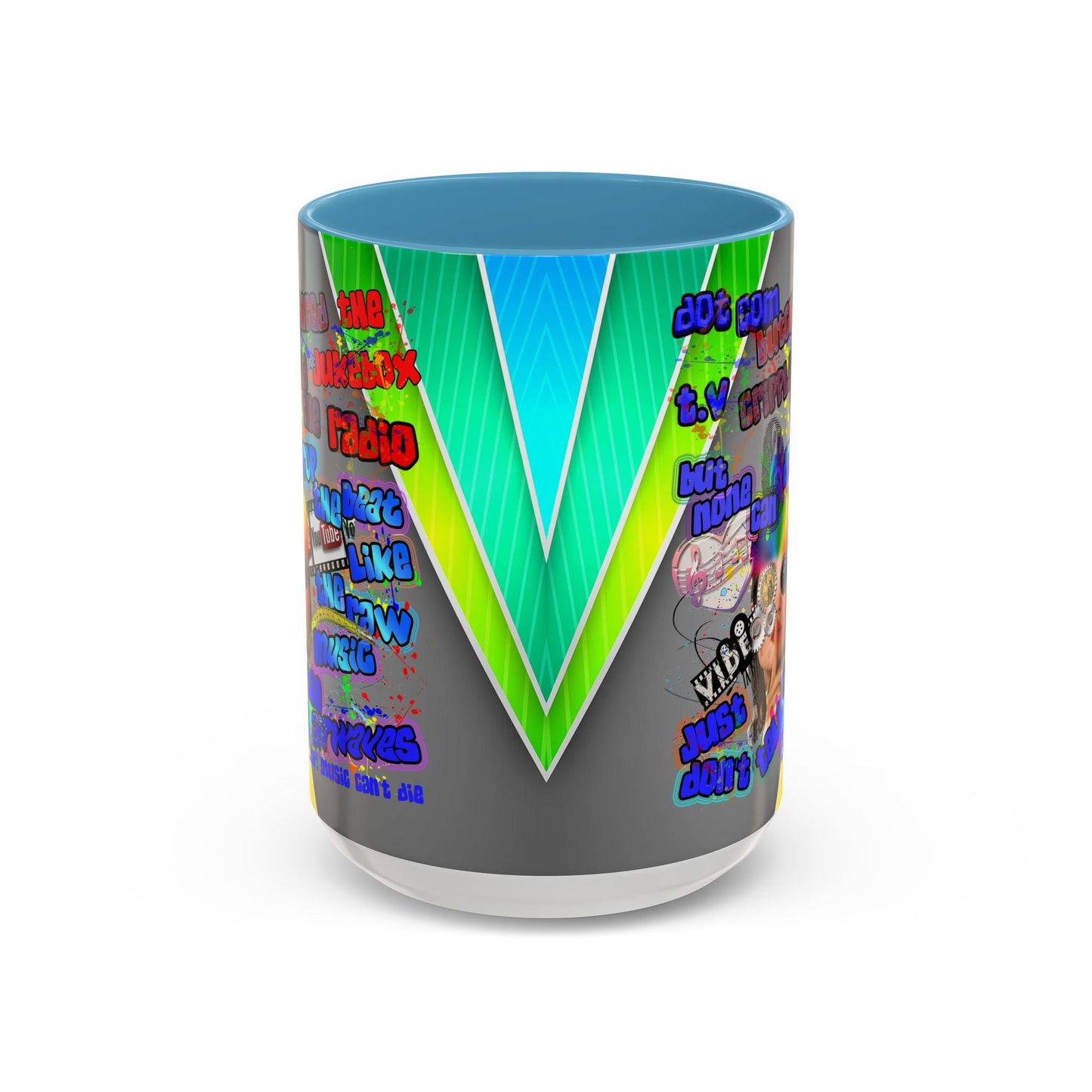drop the beat - Accent Mug (rainbow split)