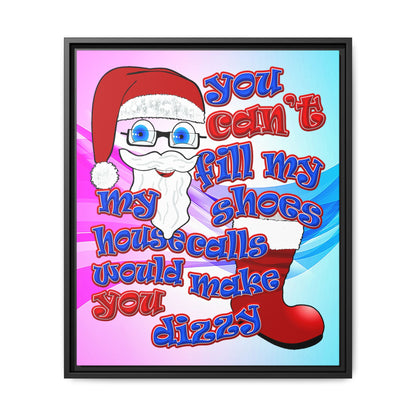 santa's shoes - framed canvas art (light blue-pink wave)