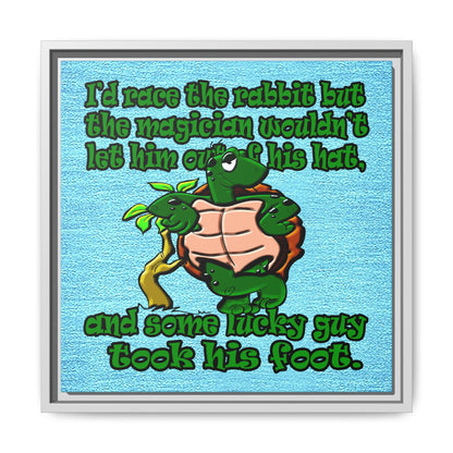 turtle race - framed canvas art (faded blue)