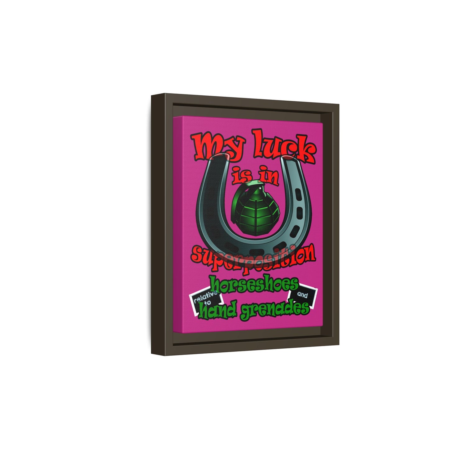 my luck - framed canvas art (pink)