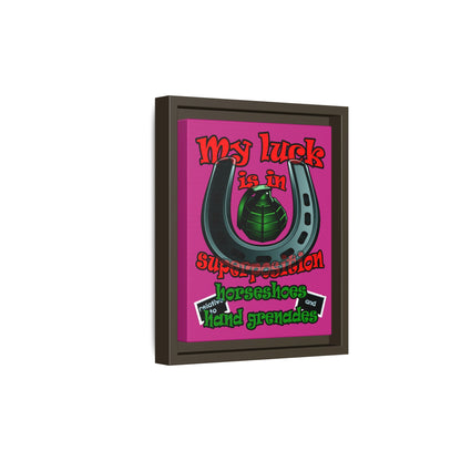 my luck - framed canvas art (pink)