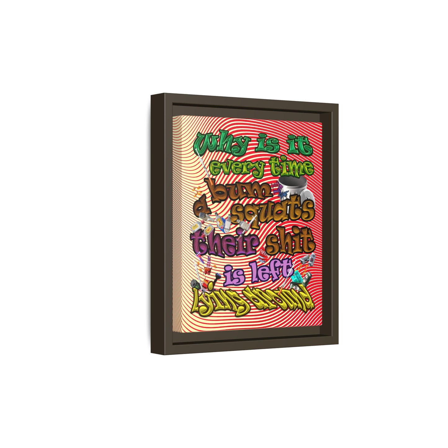 the bum's shit - framed canvas art (yellow-orange wave)