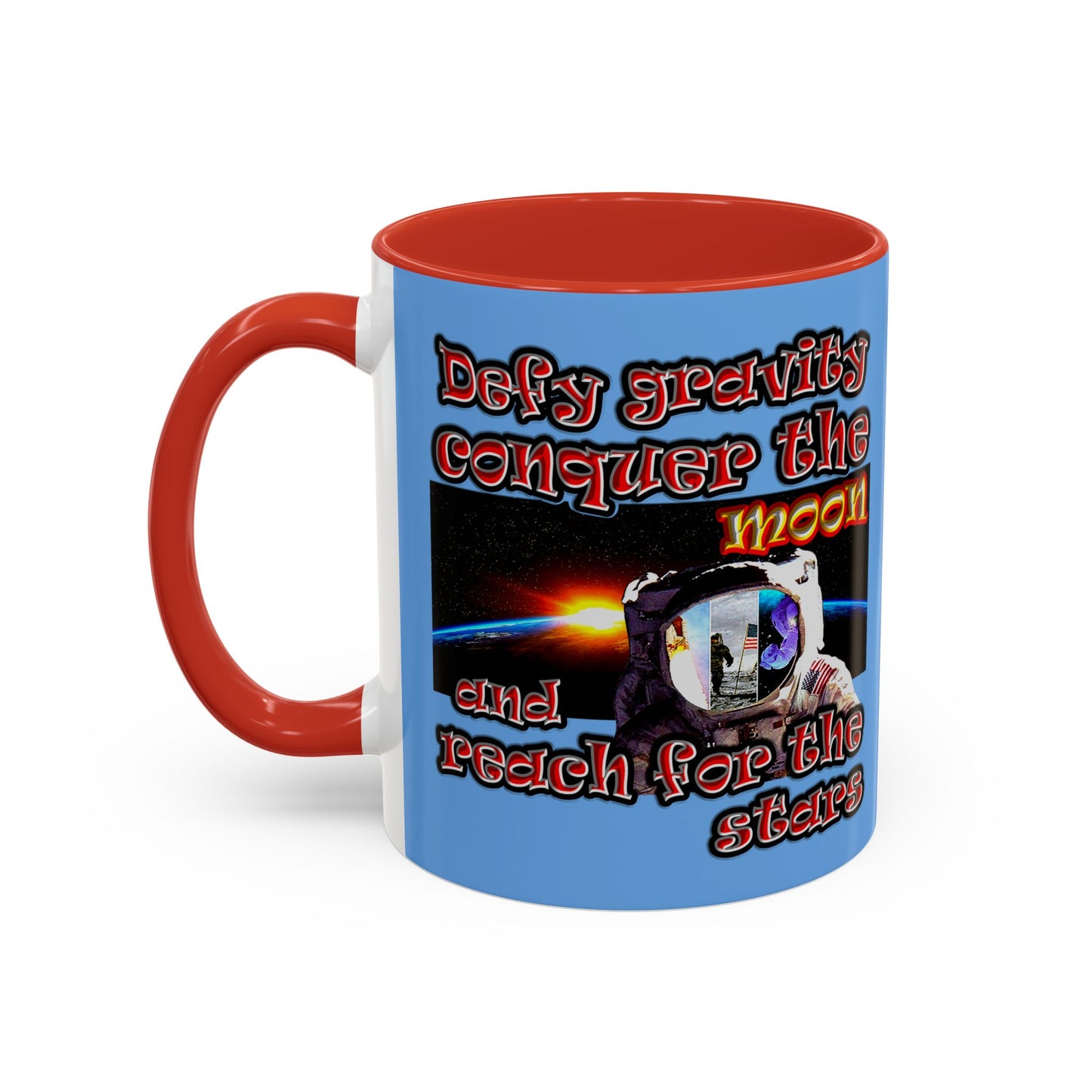 defy conquer reach - Accent Mug (light blue)