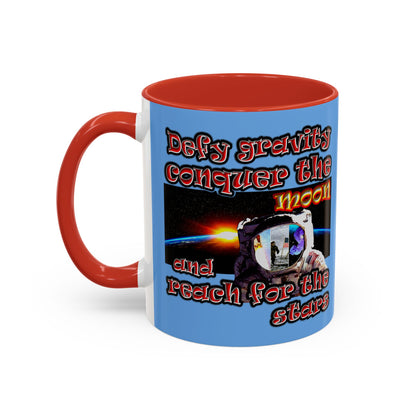 defy conquer reach - Accent Mug (light blue)