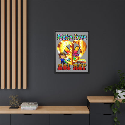 love peace - framed canvas art (grey)