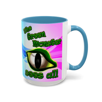 green monster - Accent Mug (light blue-pink wave)