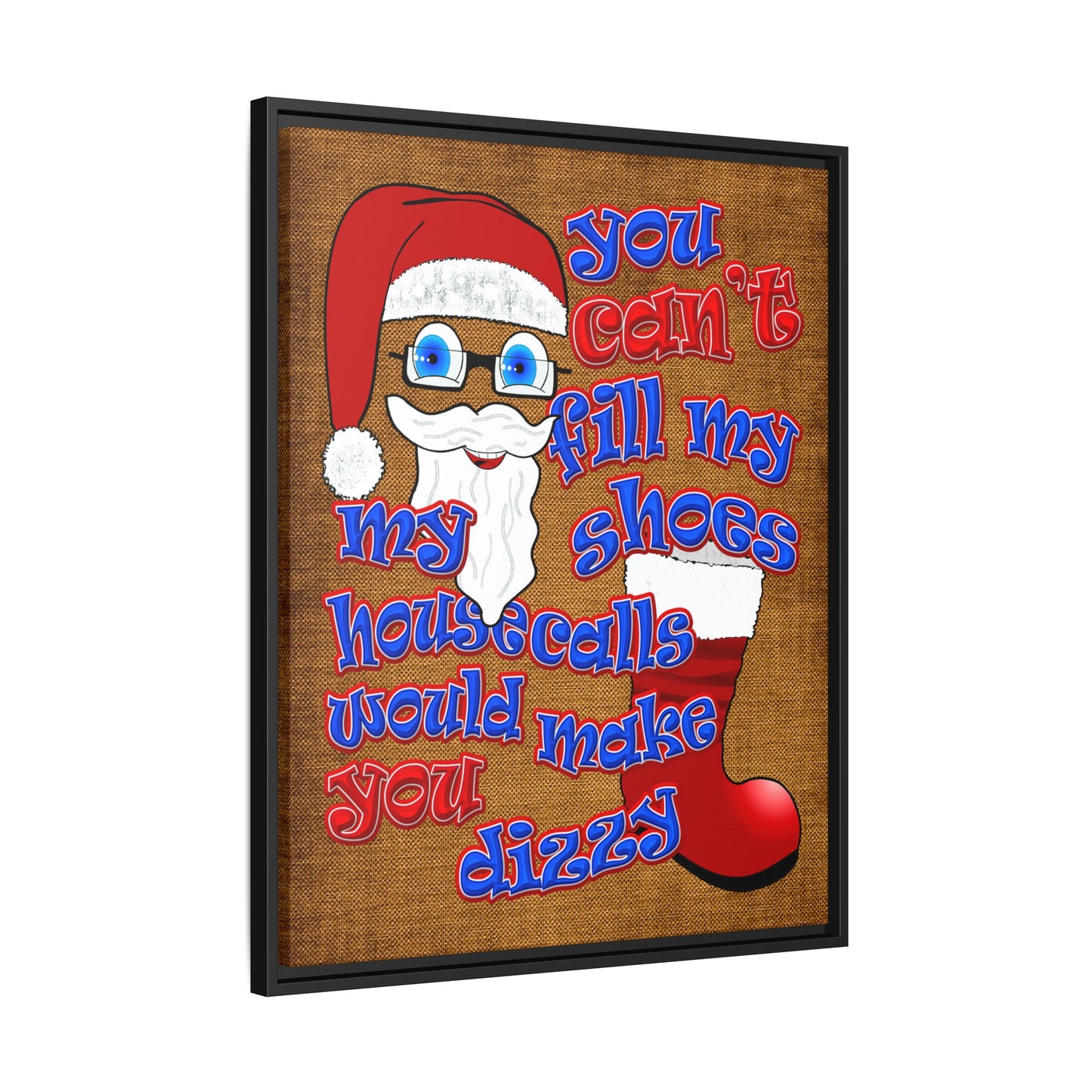 santa's shoes - framed canvas art (brown papyrus)