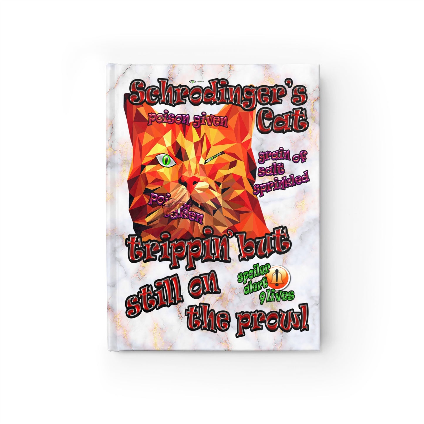 schrodinger's cat - journal-lined (white marble)