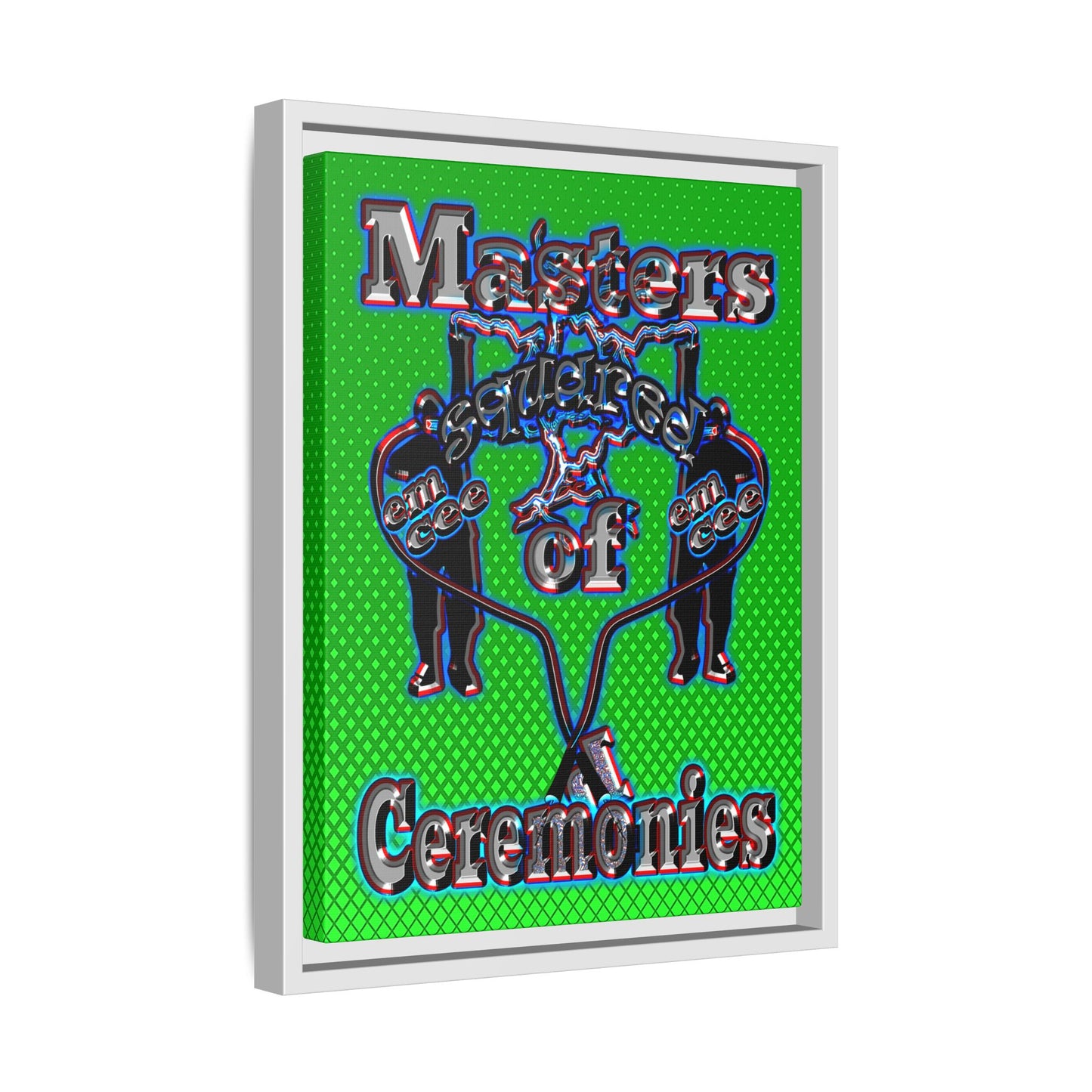 em cee squared - framed canvas art (logo green)